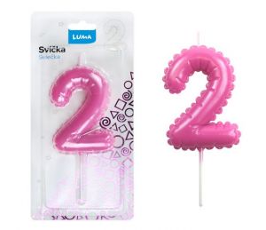 Svíčka č. 2 balónek RŮŽOVÁ LUMA