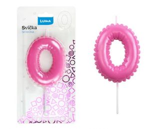 Svíčka č. 0 balónek RŮŽOVÁ LUMA