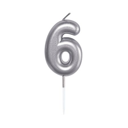 ALBI Svíčka dortová stříbrná 5 cm číslo 6