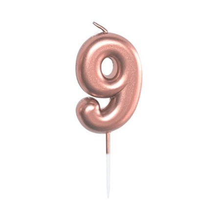 ALBI Svíčka dortová rose gold 5 cm číslo 9