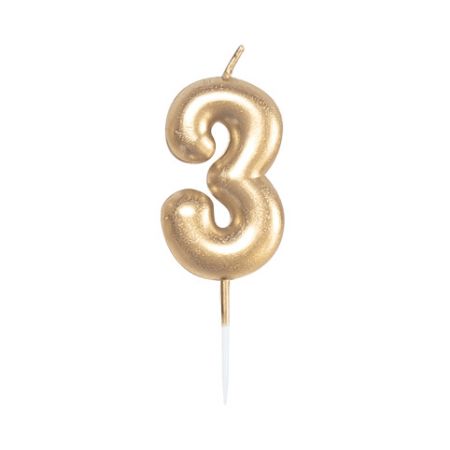 ALBI Svíčka dortová zlatá 5 cm číslo 3