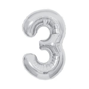 ALBI Balónek fóliový 85 cm stříbrný číslo 3
