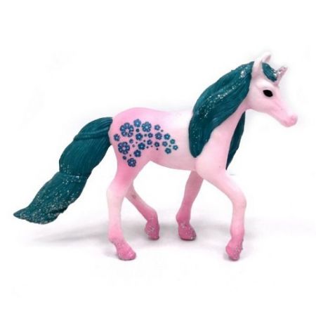 Figurka Jednorožec růžový s glitry 10,5 cm