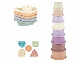 Kyblík s hračkami do vany set 15,8x17x17,8 cm