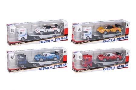 Auto nákladní tahač se závodním autem 18,5 cm