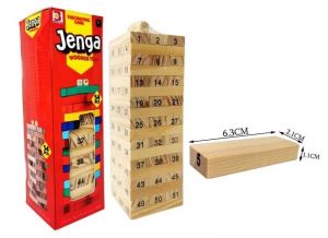 Věž dřevěná s čísly 54 dílků 6,3x6,3x20 cm