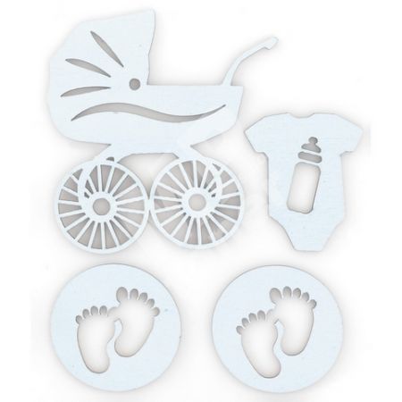 Dřevěné výřezy samolepicí Baby bledě modrá, 4ks