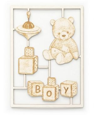 Dekorační kartonová ozdoba „plyšový medvídek – kluk“