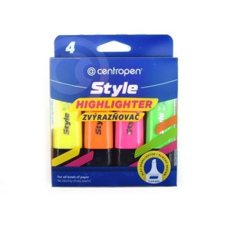 Zvýrazňovače Centropen 6252/4 fluo, sada 4 ks