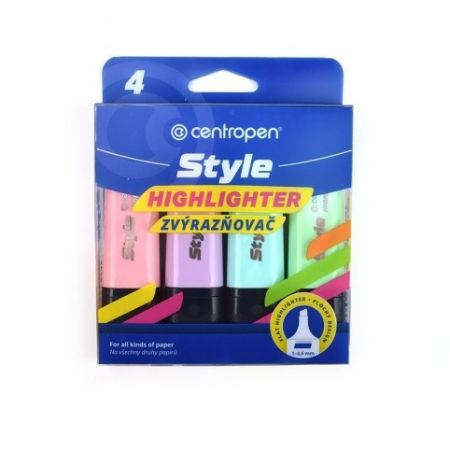 Zvýrazňovače Centropen 6252/4 pastel, sada 4 ks