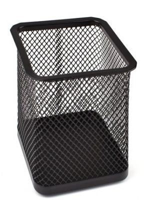 Drátěný stojánek na tužky hranatý, 7 x 9,5 cm, černý