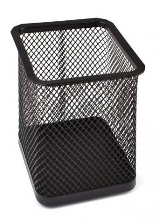 Drátěný stojánek na tužky hranatý, 7 x 9,5 cm, černý