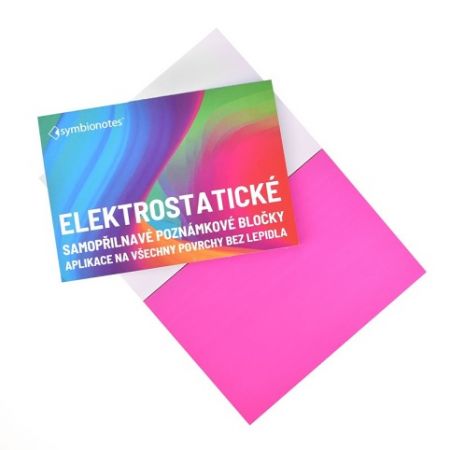 Poznámkový bloček elektrostatický, 7 x 10 cm, růžový