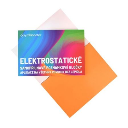 Poznámkový bloček elektrostatický, 7 x 10 cm, oranžový