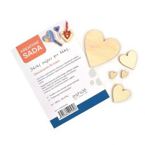 Sada dřevěných výřezů, skládačka, 3D srdce