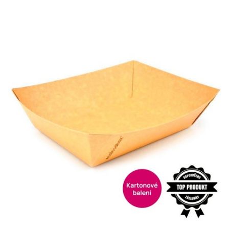 Gourmet miska velká, kraft extra nepromastitelný, 170 x 120 x 60 mm, bal. 500 ks