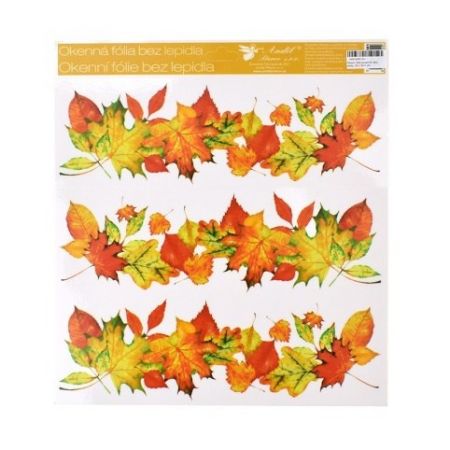 Okenní fólie podzimní listy, pruhy, 30 x 33,5 cm