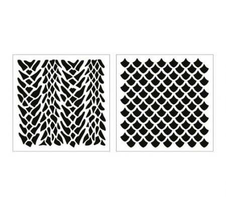 Šablona dračí kůže, 15 x 15 cm, plast, sada 2 ks