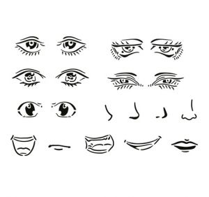 Šablona anime 2, obličej, 20 x 30 cm, plast