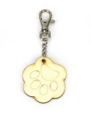 Přívěsek tlapka, přírodní, dřevěný, průměr 4,5 cm