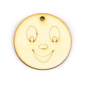 Dřevěný výřez smajlík, 4,3 cm