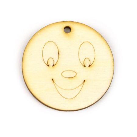 Dřevěný výřez smajlík, 4,3 cm