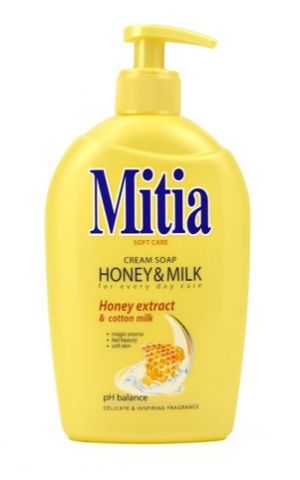 Tekuté mýdlo Mitia, honey & milk, s dávkovačem, 500 ml