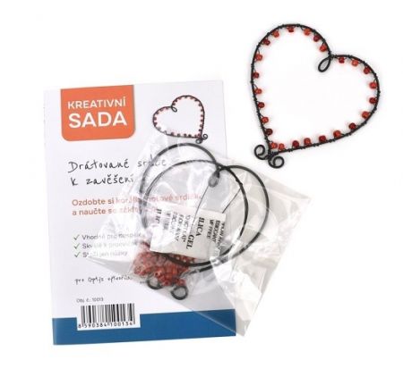 Kreativní sada, drátované srdce k zavěšení