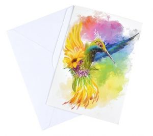 Přání k narozeninám, 13,5 x 19,5 cm, kolibřík