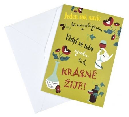 Přání k narozeninám, 13,5 x 19,5 cm, zelené