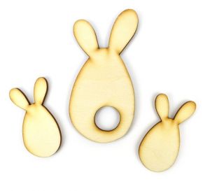 Sada dřevěných výřezů, zajíci, 3 ks