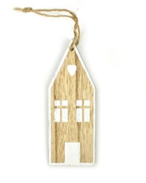 Závěs domek, dřevo, 13 cm