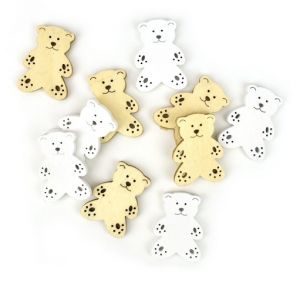 Dřevěný výřez medvídek, 5 x 3,5 cm, 10 ks