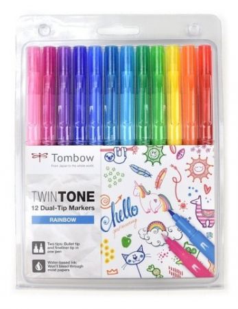 Twintone oboustranné popisovače Tombow, 12 ks