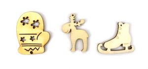 Sada dřevěných výřezů, vánoční mini, 30 ks