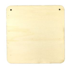 Dřevěný výřez destička, 2 otvory, 16,5 x 16,5 cm