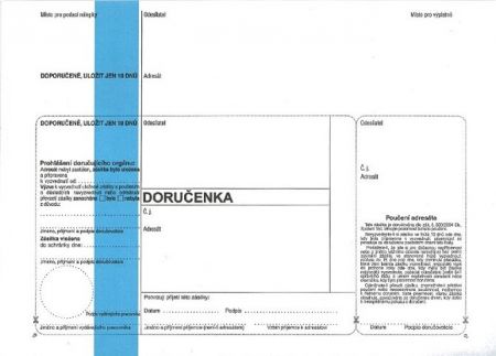 Obálka s doručenkou KP ODJ - DZ, modrý pruh