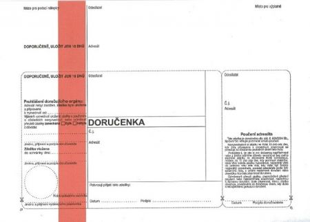Obálka s doručenkou KP ODJ - D, červený pruh