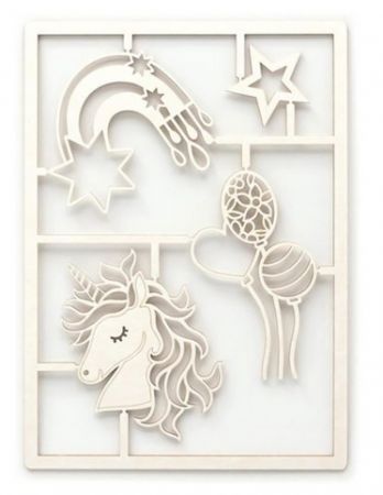 Dekorační dřevěné výřezy – Jednorožec a duha<br />