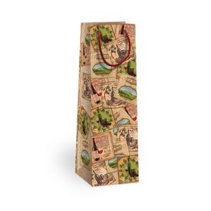 ARGUS Dárková papírová taška NATUR na víno T3N (11 x 36 cm) 07340080