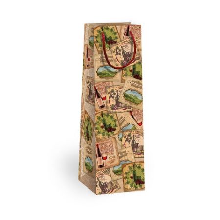 ARGUS Dárková papírová taška NATUR na víno T3N (11 x 36 cm) 07340080