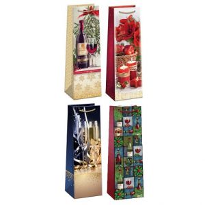 ARGUS Dárková papírová taška na víno (12 x 40 cm) mix 12 ks 08330001