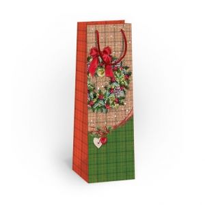 ARGUS Dárková papírová taška NATUR na víno (11 x 36 cm) 08340028