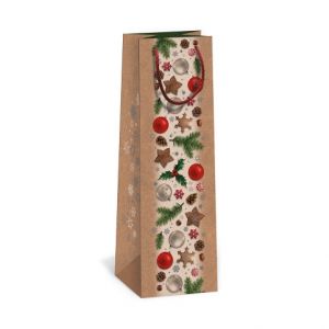 ARGUS Dárková papírová taška NATUR na víno (11 x 36 cm) T3N 08340042