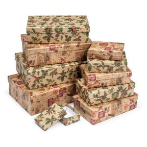 ARGUS Sada 10 ks dárkových krabic vánoční natur kraft 25008161