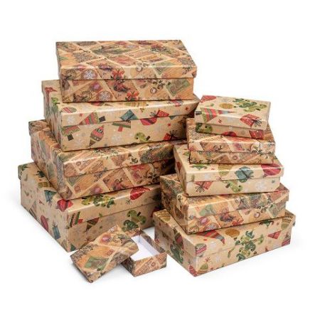 ARGUS Sada 10 ks dárkových krabic vánoční natur kraft 25008162