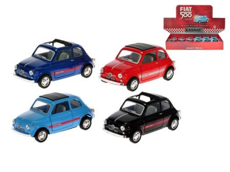 Kinsmart Fiat 500 1:24 12,5cm kov zpětný chod 4barvy