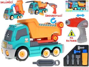 Auto sklápěčka 28cm šroubovací s vrtačkou na baterie a doplňky v krabičce