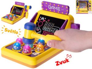 Whack a mole - hra arkádová 25x18x16cm na baterie se světlem a zvukem v krabičce