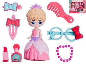 Panenka princezna 16cm se sadou krásy 7ks v krabičce